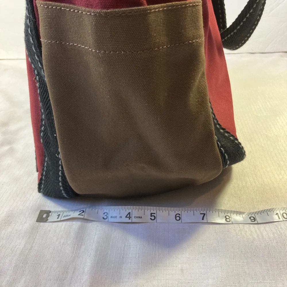 Chala Toffy Dog Large Tote Canvas/Vegan Leather, Burgundy With Black Handles EUC - Picture 6 of 13
